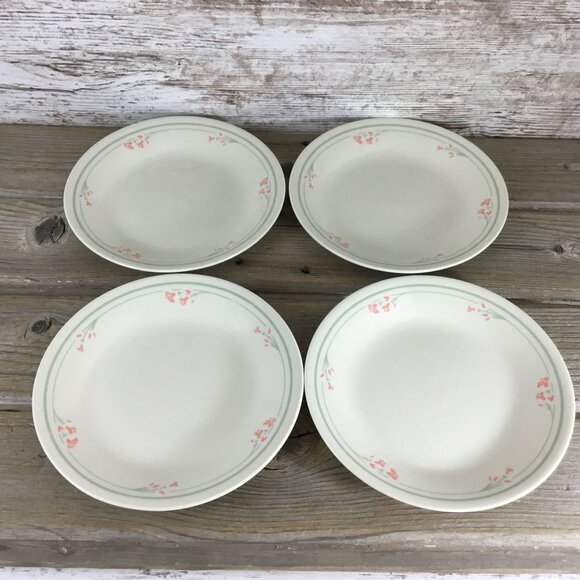 Corelle Summer Blossom Beige 6 3/4" Bread Plates Set Of 4 Floral Pattern Vintage - Picture 9 of 16